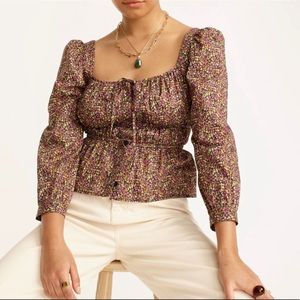 NWT J CREW IZZY PRINT FLORAL CINCH BLOUSE